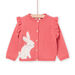 Cardigan rose foncé à animation jacquard lapin