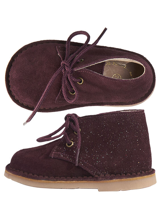 Desert boots croûte de cuir et paillétes bébé fille  GBFBOOTDES / 19WK37X3D0D719