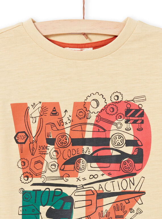T-shirt manches longues beige et écru à motifs fantasie enfant garçon MOCOTEE1 / 21W902L1TMLA006