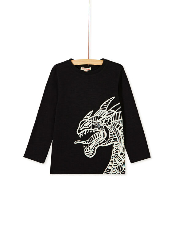Tee shirt manches longues noir garçon KOJOTEE13 / 20W90242D32090