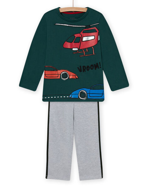 Ensemble pyjama en molleton vert à motif voitures enfant garçon MEGOPYJCAR / 21WH1299PYJ060