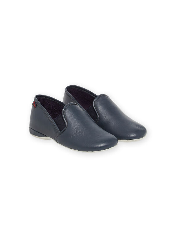 Pantoufles en cuir bleu marine enfant garçon NOBEAUFILS / 22KK3651D0B070