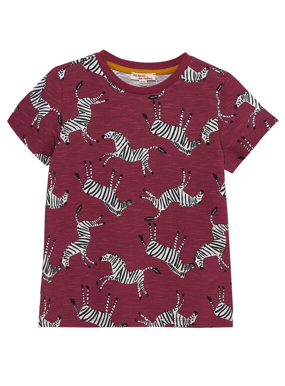 Tee shirt garçon manches courtes bordeaux imprimé zèbres JODUTI1 / 20S902O3TMC709