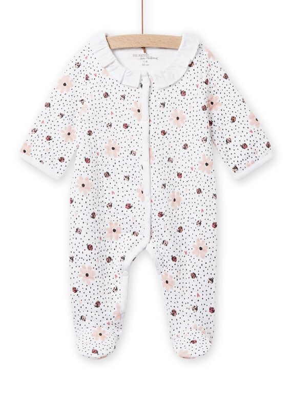 Grenouillère blanche à imprimé fleuri et pois naissance fille NOU1GRE1 / 22SF0341GRE000