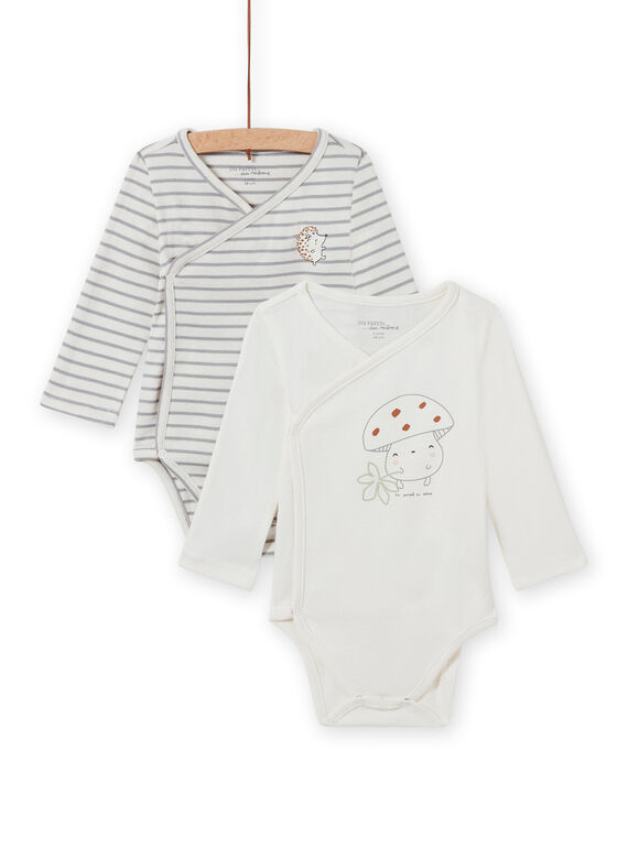 Lot de 2 body croisés manches longues motif champignon naissance mixte MOU2BOD1 / 21WF03D1BOD001