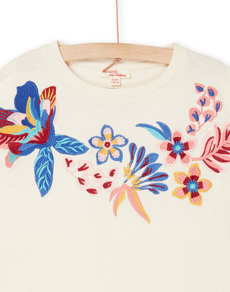 T-shirt écru foncé à motifs fleuris Enfant Fille RAMUMTI2 / 23S901G2TMC003