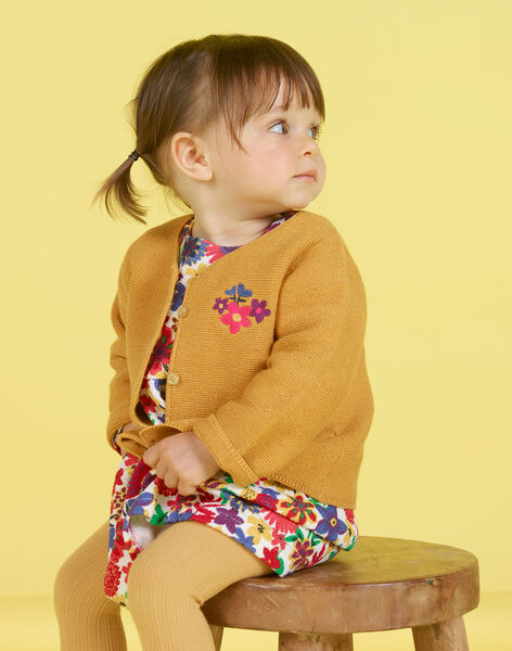 Cardigan Jaune Moutarde Brode Bebe Fille Gilet Pull Sweat Bebe Dpam