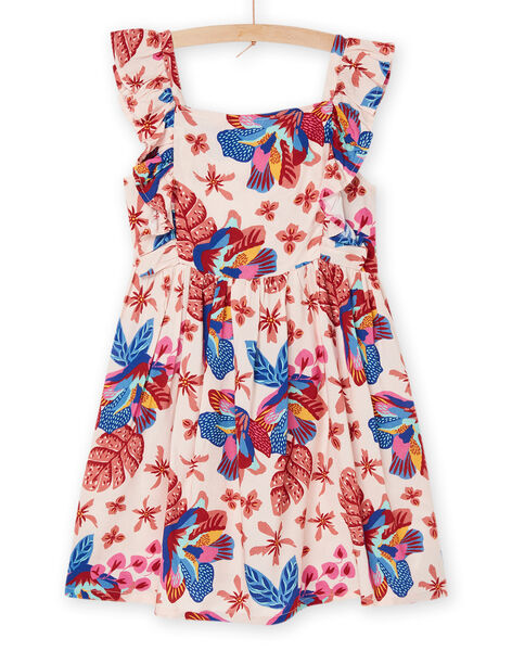 Robe Rose poudré à imprimé exotique Enfant Fille RAMUMROB3 / 23S901G2ROBD327