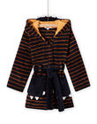 Robe de chambre bleu nuit à rayures motif monstre enfant garçon MEGOROBMON / 21WH1291RDC705