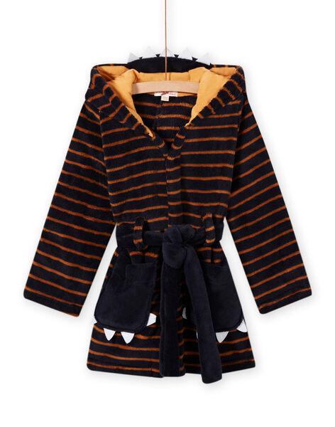 Robe de chambre bleu nuit à rayures motif monstre enfant garçon MEGOROBMON / 21WH1291RDC705
