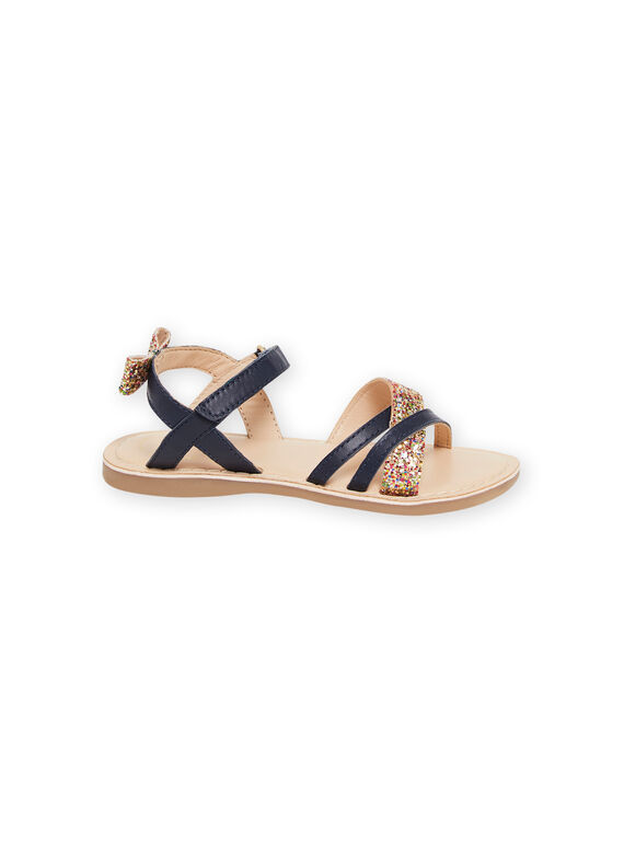 Sandales bleu marine à paillettes enfant fille NASANDMARINE / 22KK3544D0E070