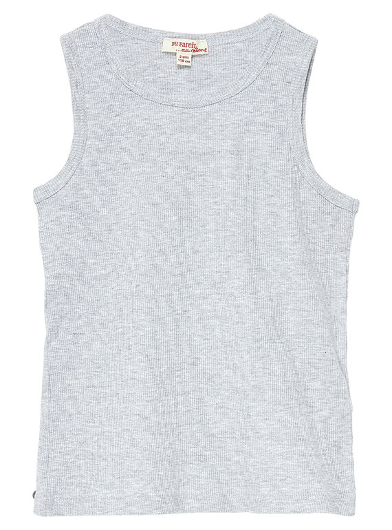 Débardeur garçon en côtes gris chiné JOESDEB3 / 20S90261D27J922