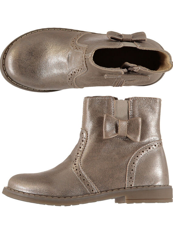 Boots cuir métalisé doré enfant fille GFBOOTGOLD / 19WK35I3D0D954