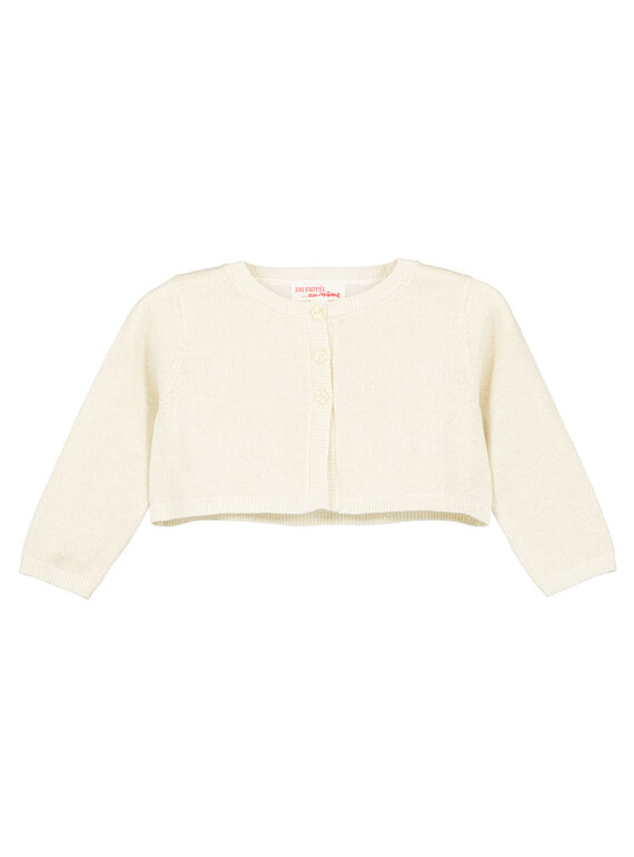 Cardigan doré en tricot et lurex layette fille GINOCAR2 / 19WG09V2CAR954
