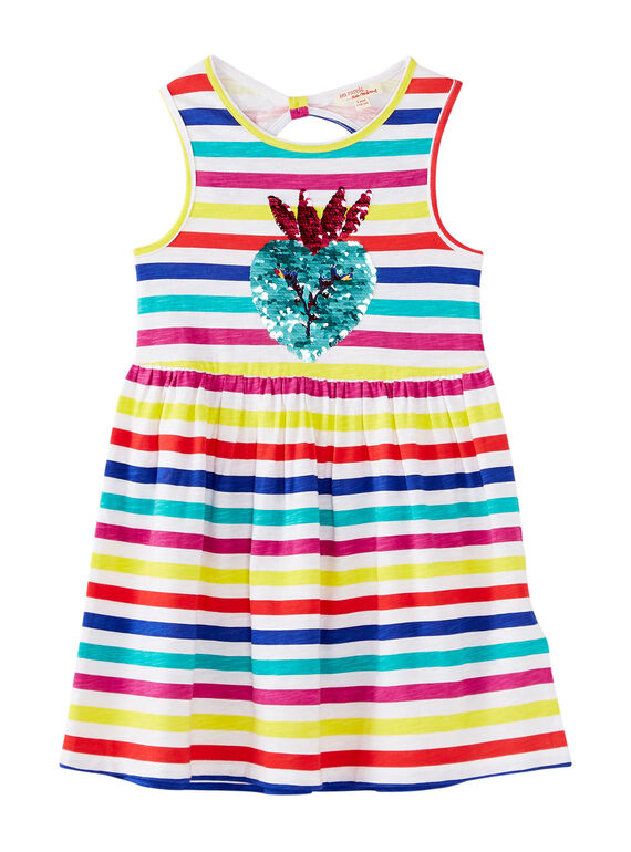 Robe sans manches à rayures multicolores enfant fille JAMAROB5 / 20S901P5ROB000