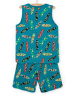 Ensemble de pyjama débardeur et short bleu à imprimé skateboard turquoise enfant garçon NEGOPYCSKA / 22SH12H1PYJC217