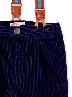 Pantalon en velours bleu avec bretelles bébé garçon  KUSAPAN1 / 20WG10O1PAN713
