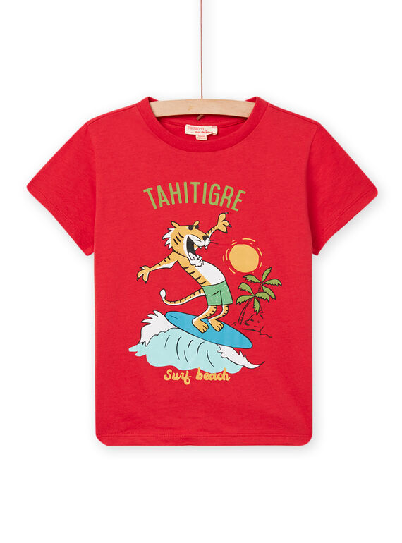 T-shirt rouge à motif tigre surfeur enfant garçon NOJOTI6 / 22S902C2TMCF524