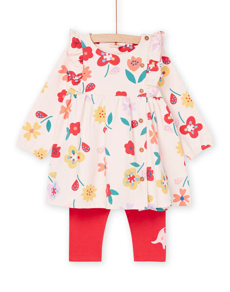 Robe et legging rose dragée à imprimé fleurs RINAUENS / 23SG09N1ENSD310