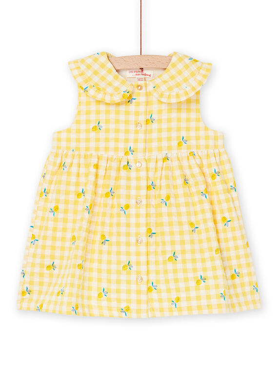 Robe sans manches jaune à imprimé à carreaux RIBALROB2 / 23SG09W1ROB001