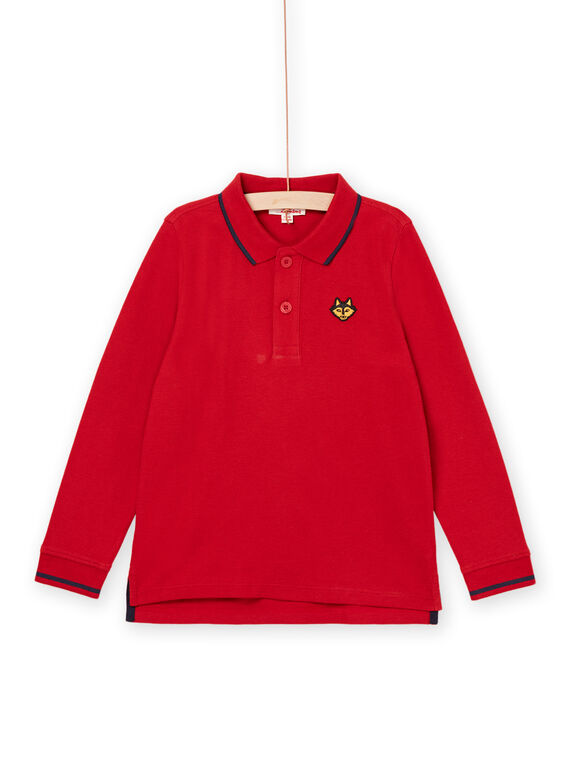 Polo rouge à motif tête de loup brodée POJOPOL4 / 22W902D3POL505