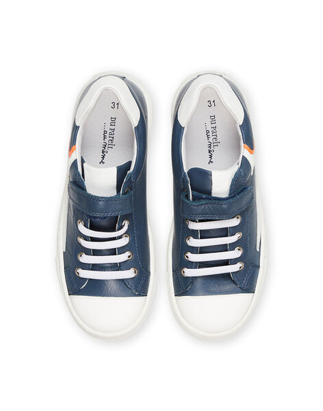 Baskets en cuir bleu marine ROBASNEON / 23KK3623D3F070