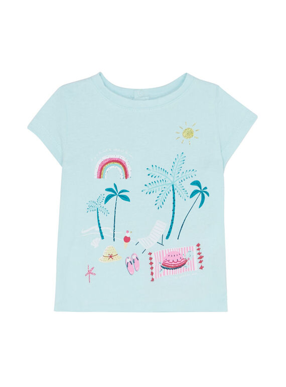T-shirt manches courtes motifs plage bébé fille JIQUATI / 20SG09R1TMC219
