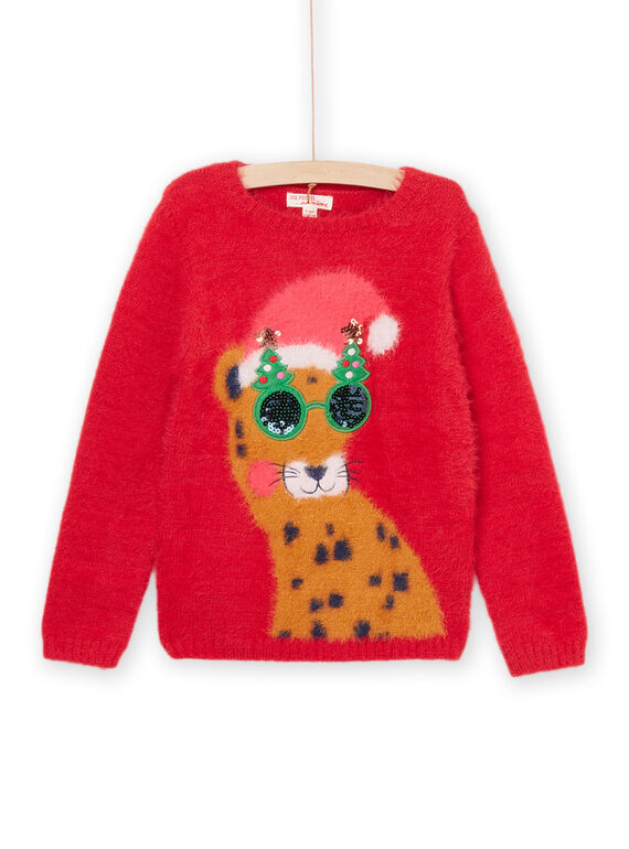 Pull à animation léopard avec lunettes en séquins PANOPULL / 22W901V1PULF529
