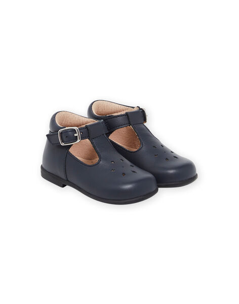 Salomés en cuir lisse bleu marine PISALMIXTE / 22XK37B1D13070