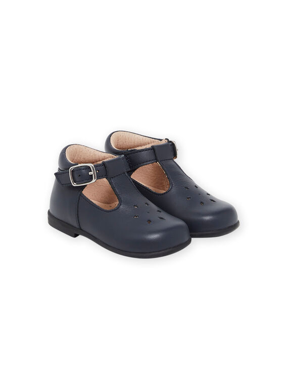Salomés en cuir lisse bleu marine PISALMIXTE / 22XK37B1D13070