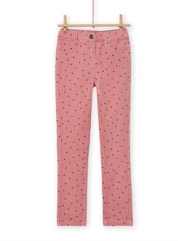Pantalon en velours côtelé rose à pois enfant fille MAJOVEJEG3 / 21W901N3PANH700