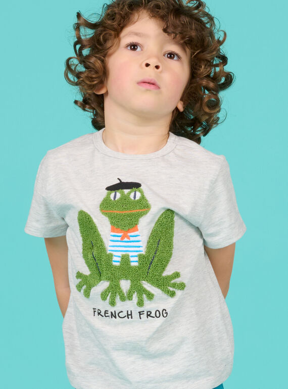T-shirt gris chiné avec animation grenouille enfant garçon NOHOTI3 / 22S902T6TMCJ920