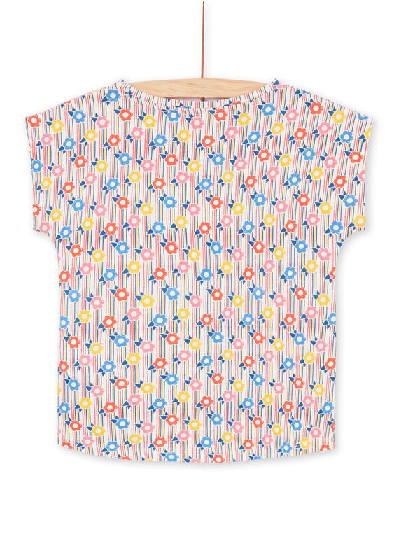 T-shirt à rayures colorées imprimé fleurs enfant fille LAHATI2 / 21S901X2TMC001