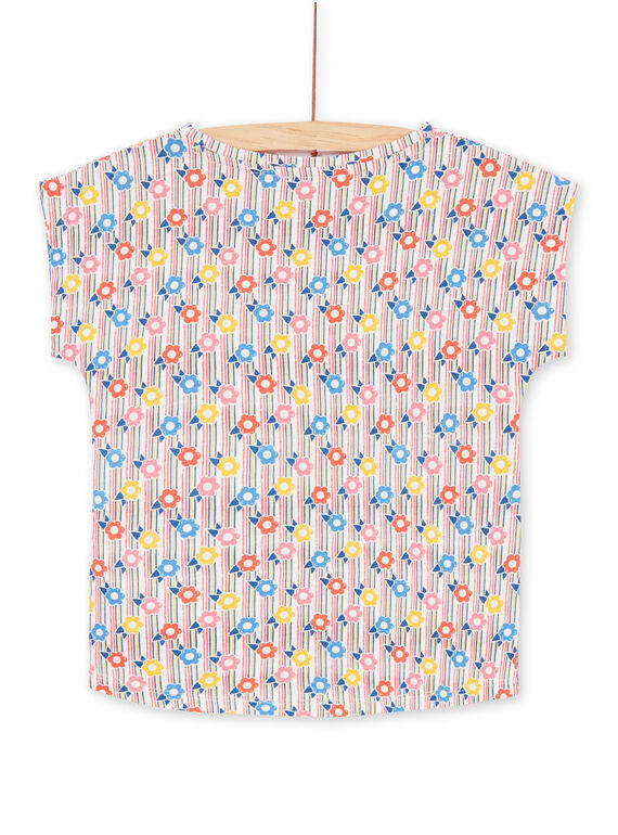 T-shirt à rayures colorées imprimé fleurs enfant fille LAHATI2 / 21S901X2TMC001