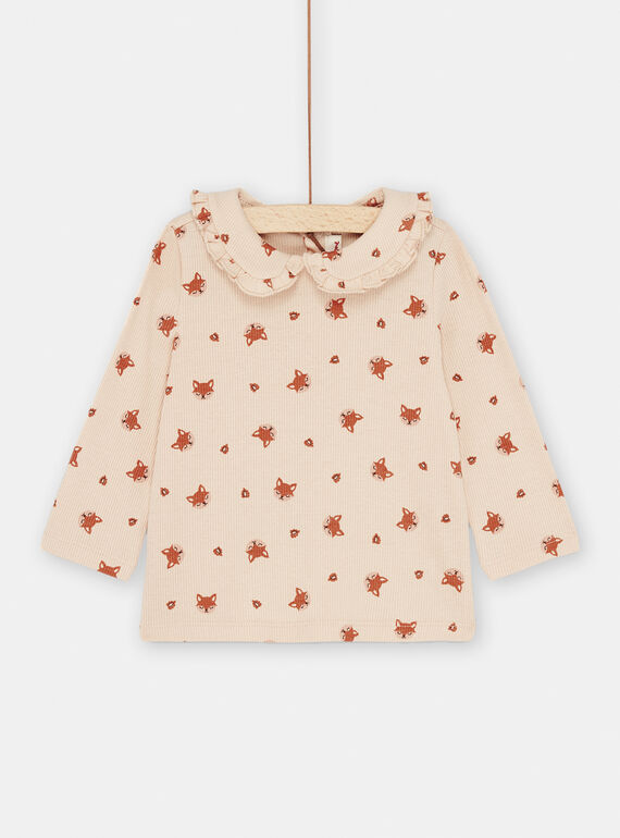 T-shirt rose pâle à imprimé renard SICOUBRA1 / 23WG09L1BRA009