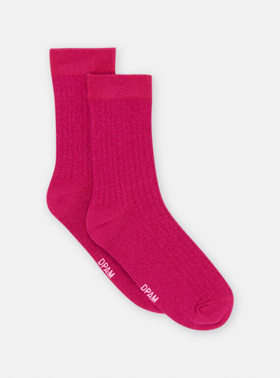 Chaussettes roses en lurex fille SYAJOSCHO4 / 23WI01M4SOQ310