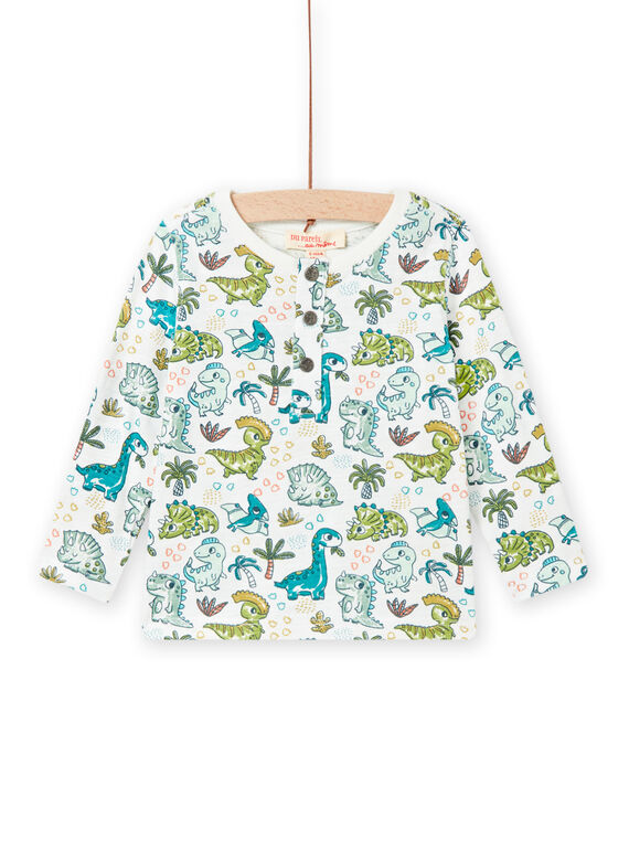 T-shirt écru imprimé dinosaures bébé garçon NUGATUN / 22SG10O4TML001