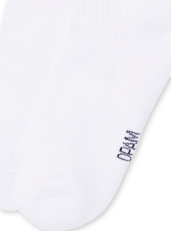 Chaussettes blanches à rayures bicolores enfant garçon LYOHACHO1 / 21SI02X1SOQ000