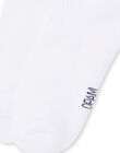 Chaussettes blanches à rayures bicolores enfant garçon LYOHACHO1 / 21SI02X1SOQ000