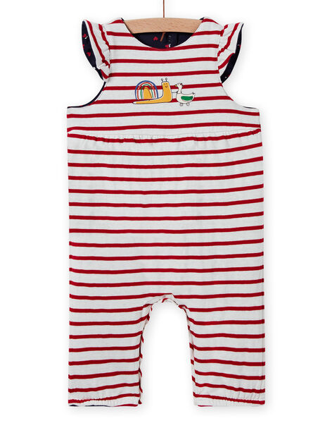 Combinaison réversible imprimé cœurs et rayures bébé fille MIMIXCOMB / 21WG09J1CBL070