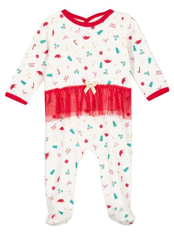 Grenouillère de Noël en velours layette fille GEFIGRENOEL / 19WH13T1GRE001