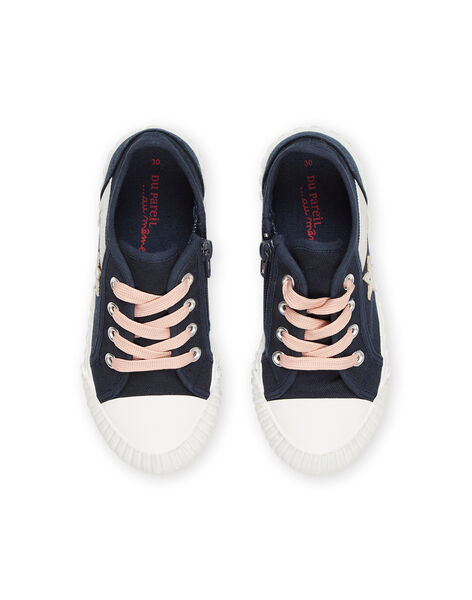 Basket à lacet et zip fille en toile bleue RATOILSTAR / 23KK3573D16070