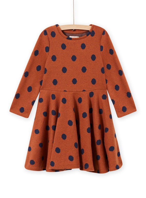 Robe en maille caramel à pois enfant fille MACOMROB2 / 21W901L3ROB420
