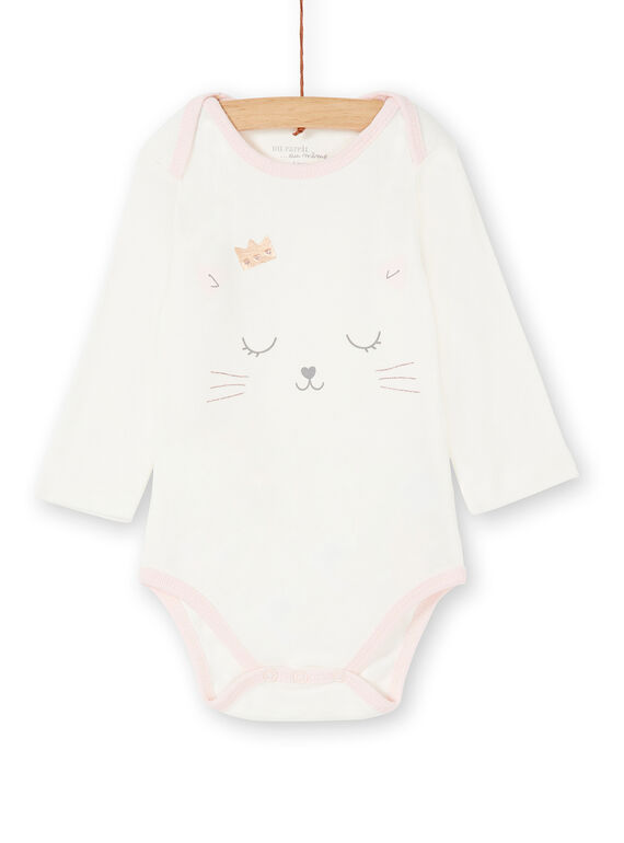 Body manches longues layette fille motif chat KEFIBODCHA / 20WH1396BDL001