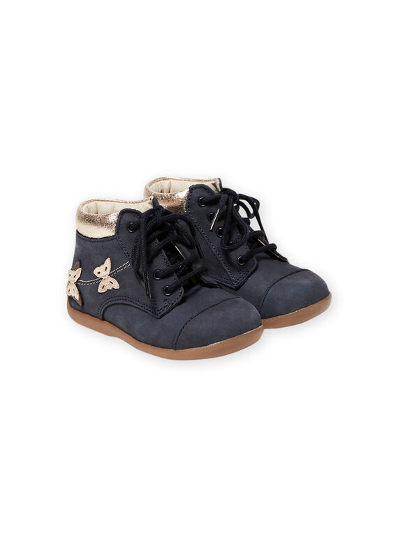 Bottillons bleu marine motifs papillons bébé fille MIBOTICLAS / 21XK3752D0F070