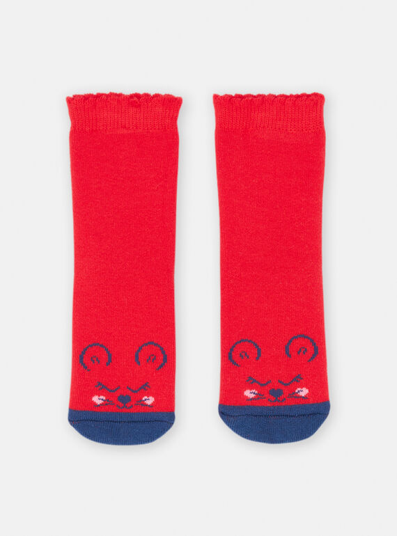 Chaussettes rouge imprimé souris pour bébé fille SYIJOSOQB3 / 23WI09N6SOQ050