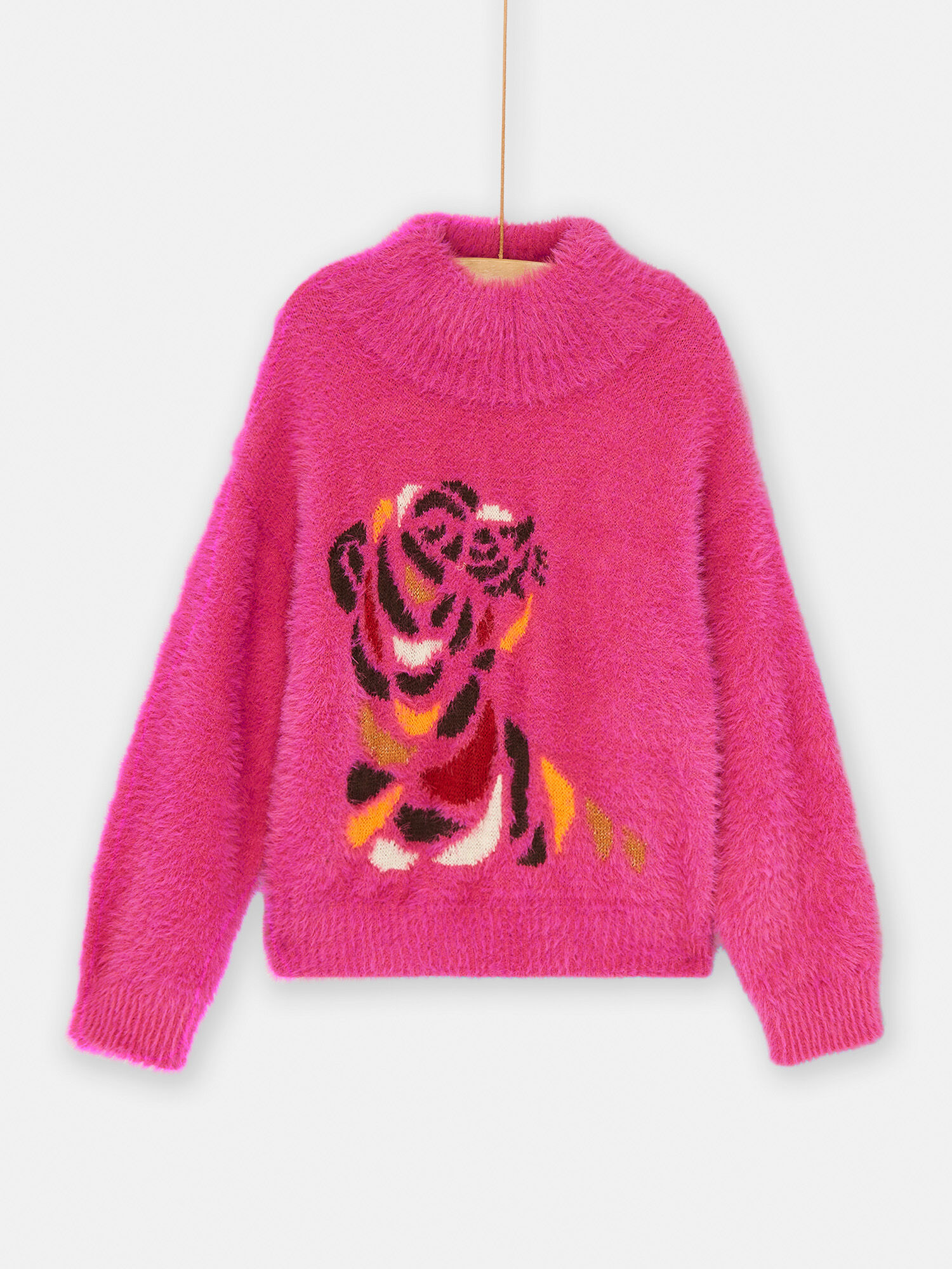 Pull fuchsia motif tigre Pull Sweat Gilet DPAM