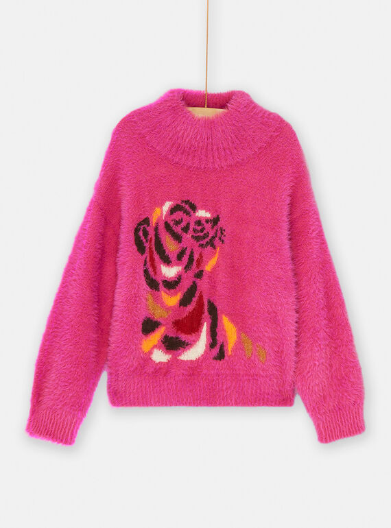 Pull fuchsia à motif tigre SALOPULL / 23W901R2PUL310