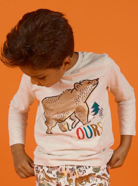 T-shirt beige chiné motif ours enfant garçon MOSAUTEE5 / 21W902P5TMLA013