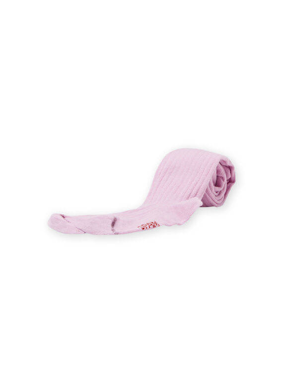Collant uni côtelé rose lilas enfant fille MYAJOCOL5 / 21WI011CCOLH700